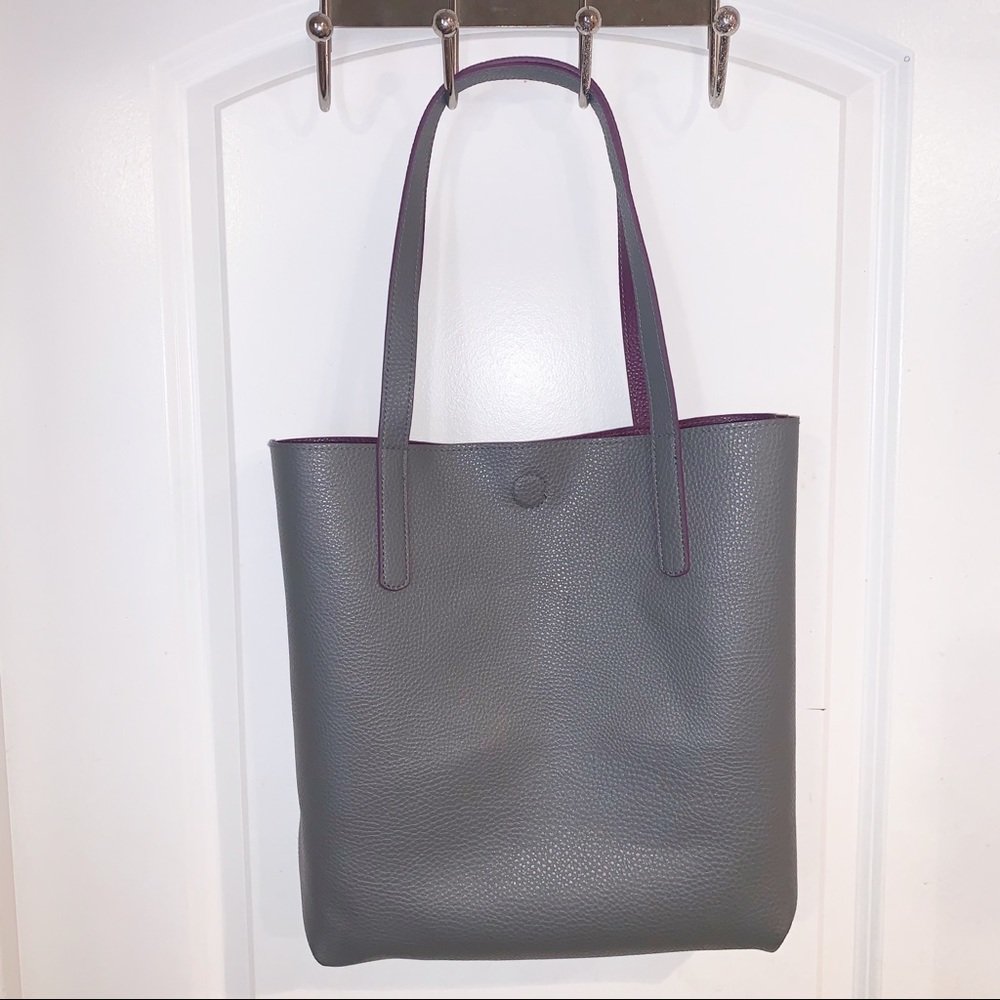 Gray & Purple Reversible Tote Bag